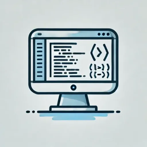 DALL·E 2024-06-26 16.29.43 - A simple and clean image representing the concept of software development. The image features an icon of a computer screen displaying lines of code an